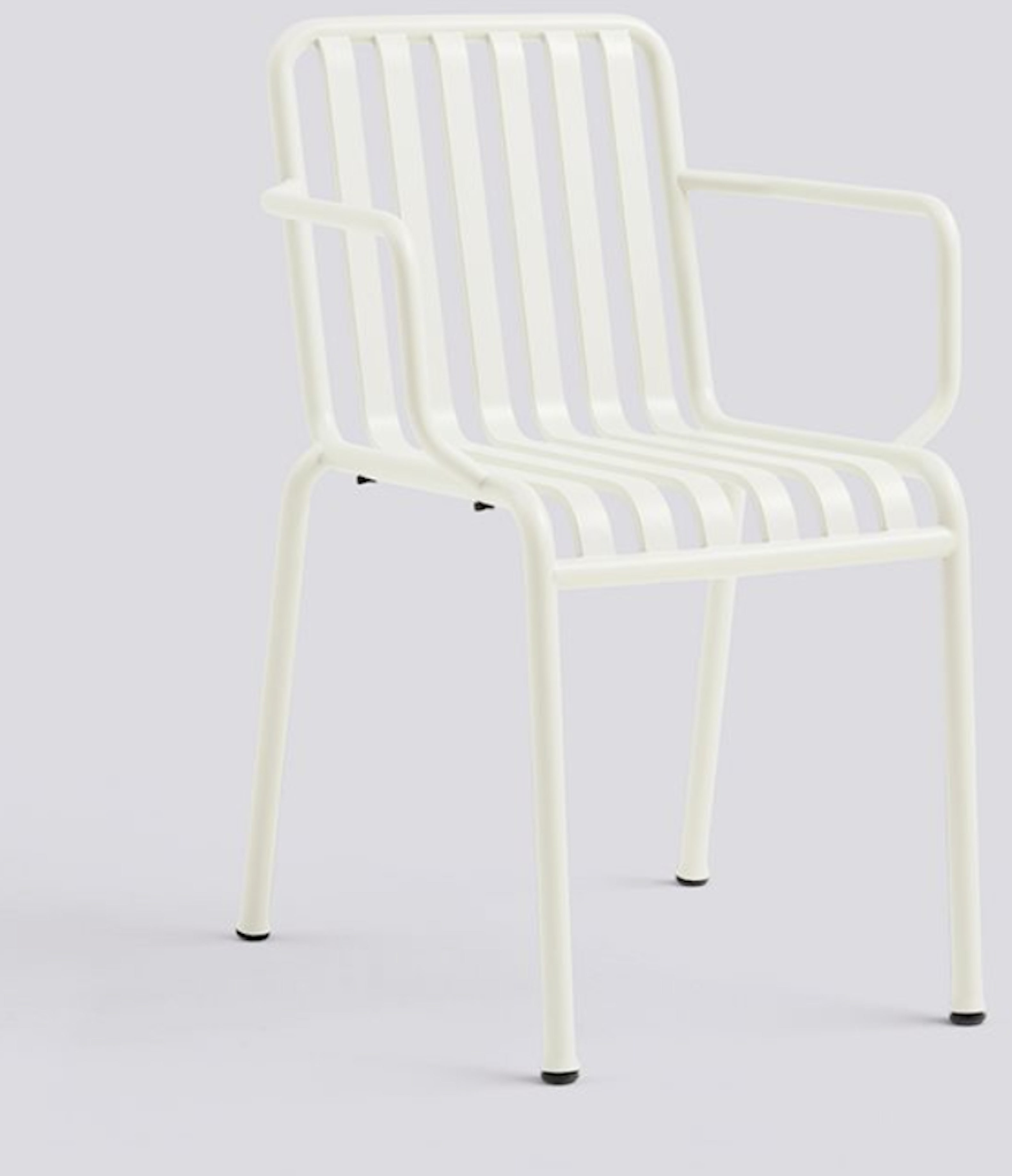 Silla de jardín Palissade con apoyabrazos metal crema - HAY