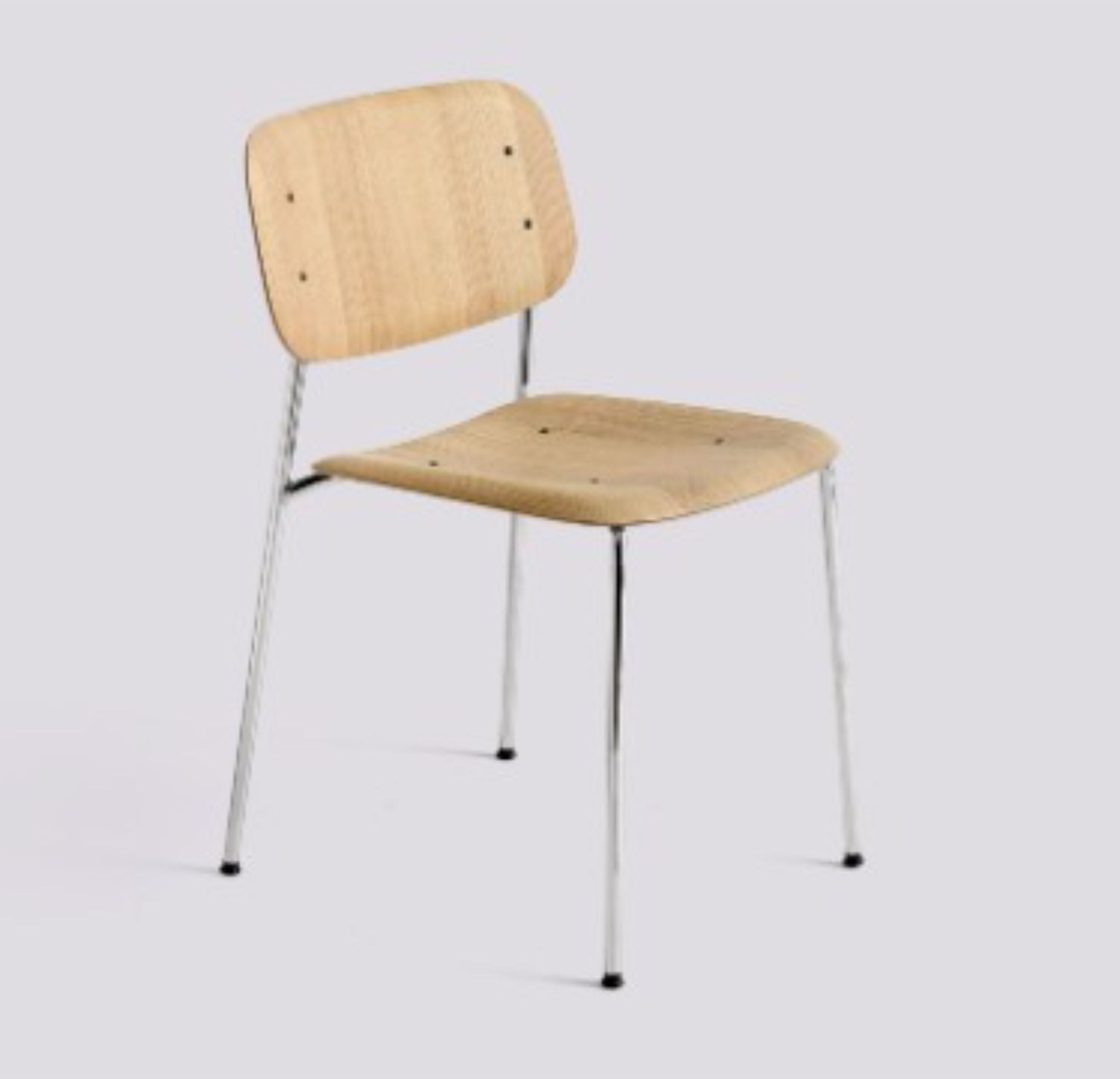 Silla de acero y roble claro Soft edge 40 - Hay