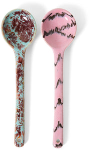 70s ceramics: serving spoons sprinkle, set of 2