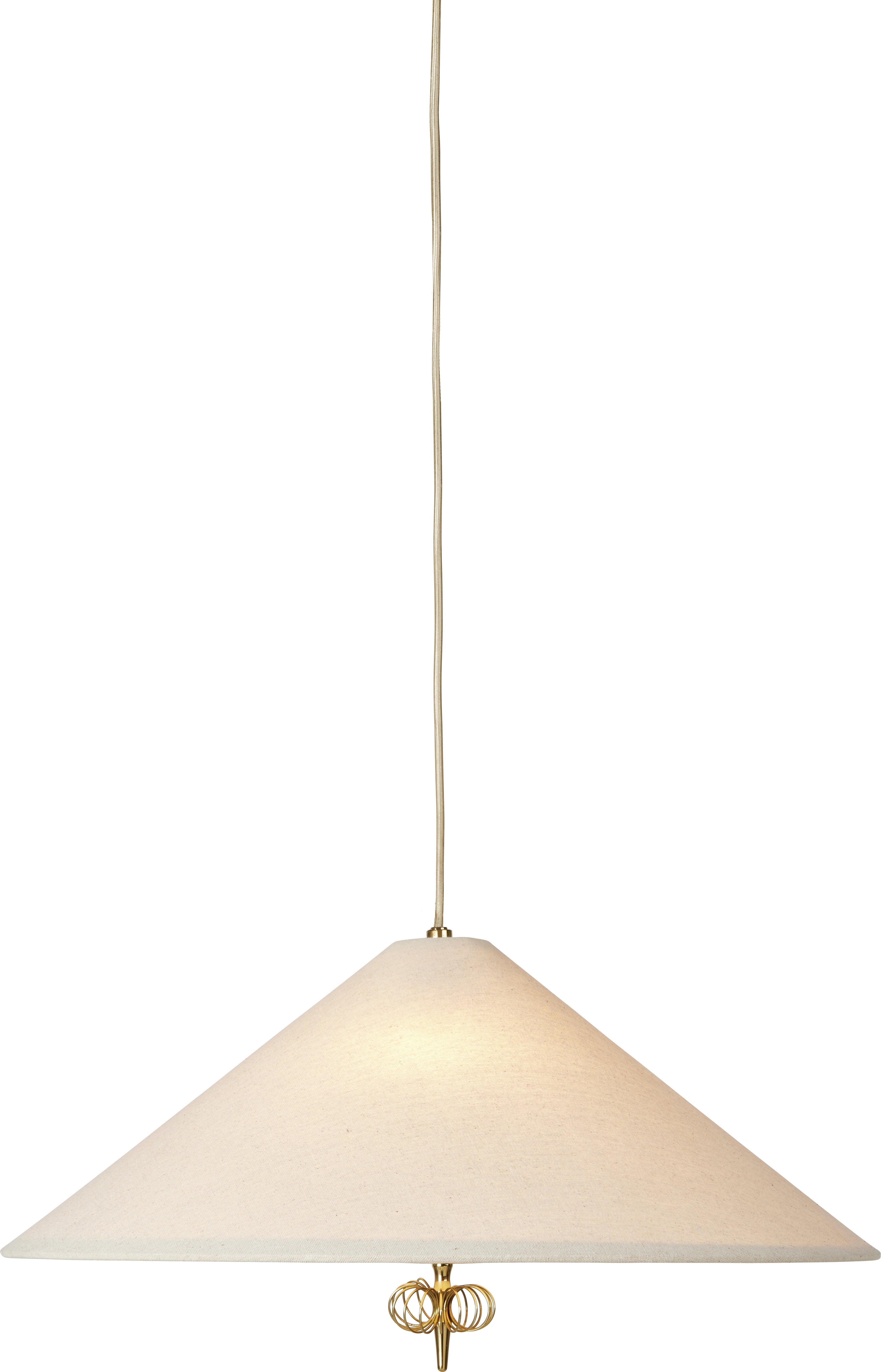 Lámpara colgante no regulable en latón y tela crema 56 x 20 cm Modelo 1967 - Gubi