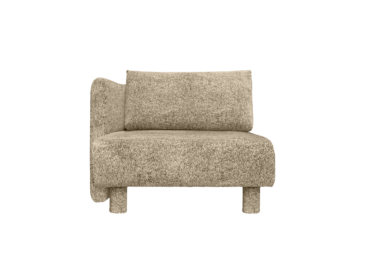 Méridienne avec accoudoir en velours poppy beige et noir L Dase - Ferm Living - The Cool Republic