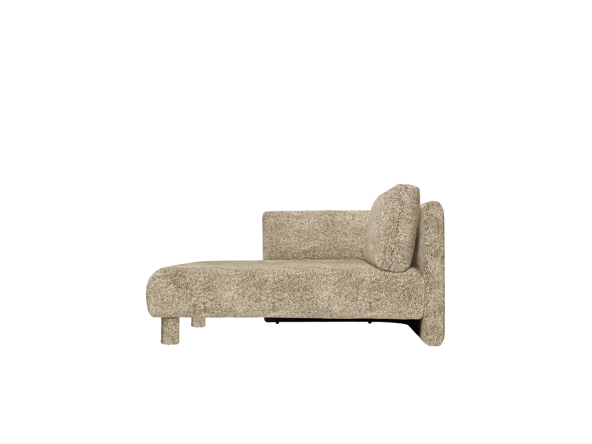 Méridienne avec accoudoir en velours poppy beige et noir L Dase - Ferm Living - The Cool Republic