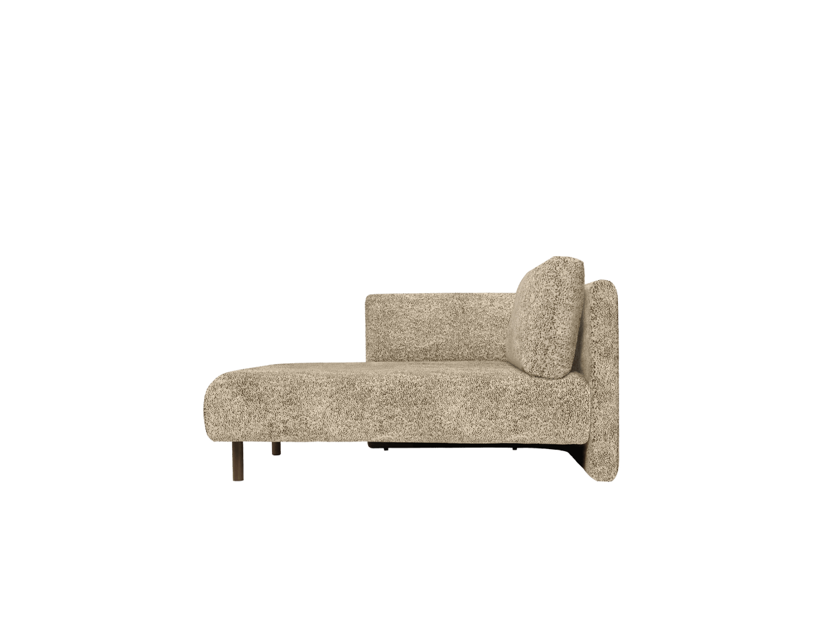 Méridienne avec accoudoir en velours poppy beige et noir L Dase - Ferm Living - The Cool Republic