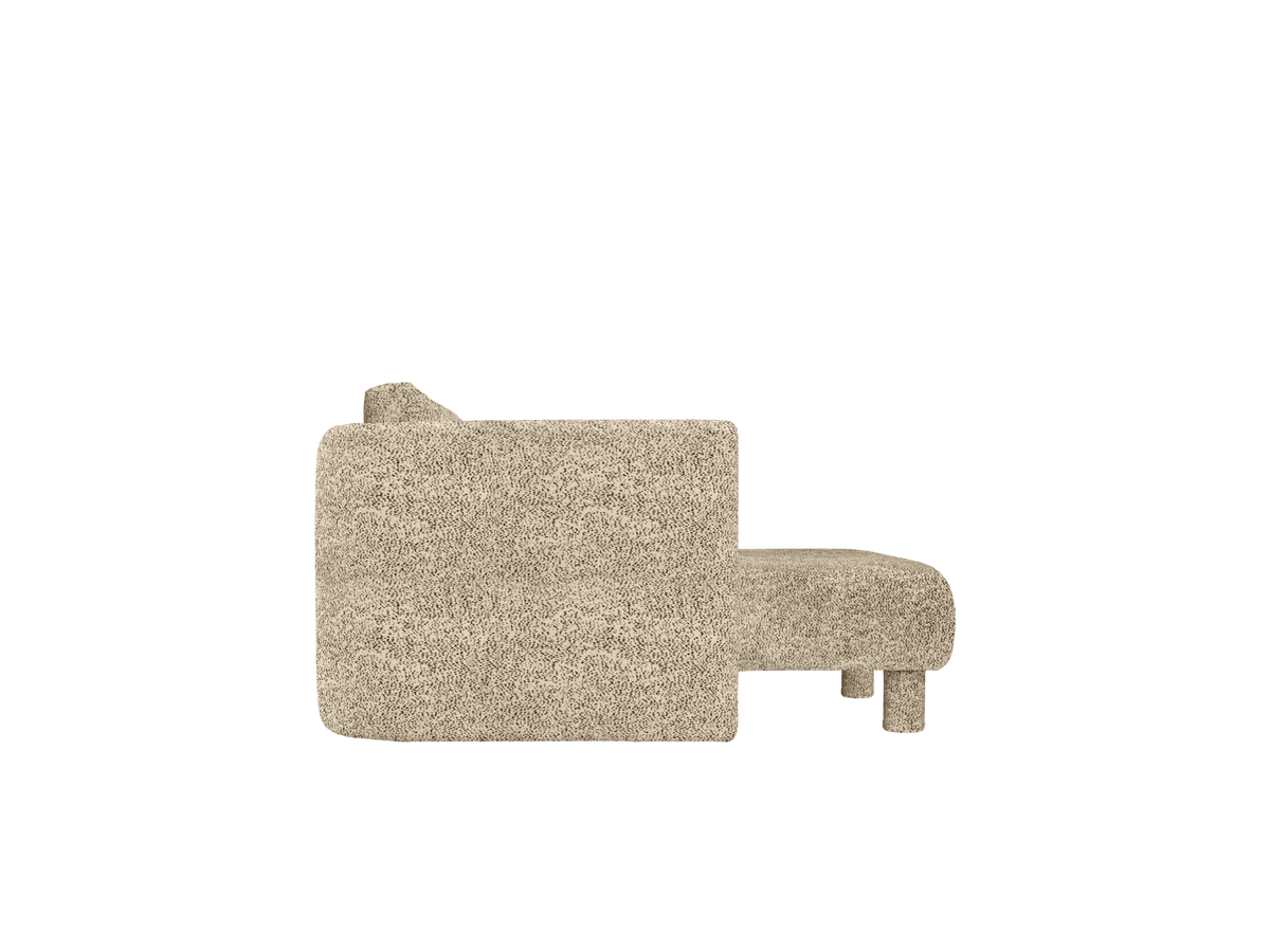 Méridienne avec accoudoir en velours poppy beige et noir L Dase - Ferm Living - The Cool Republic