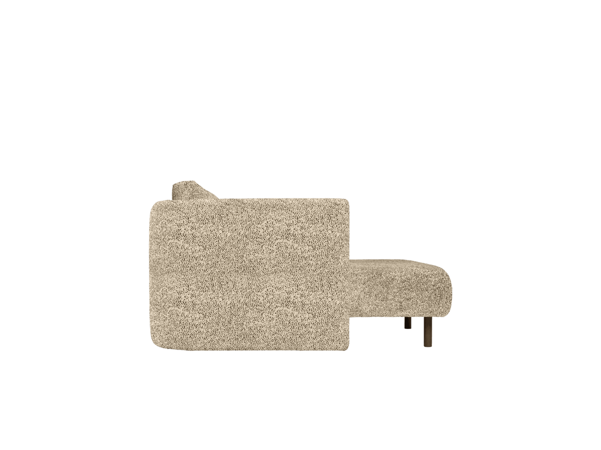 Méridienne avec accoudoir en velours poppy beige et noir L Dase - Ferm Living - The Cool Republic