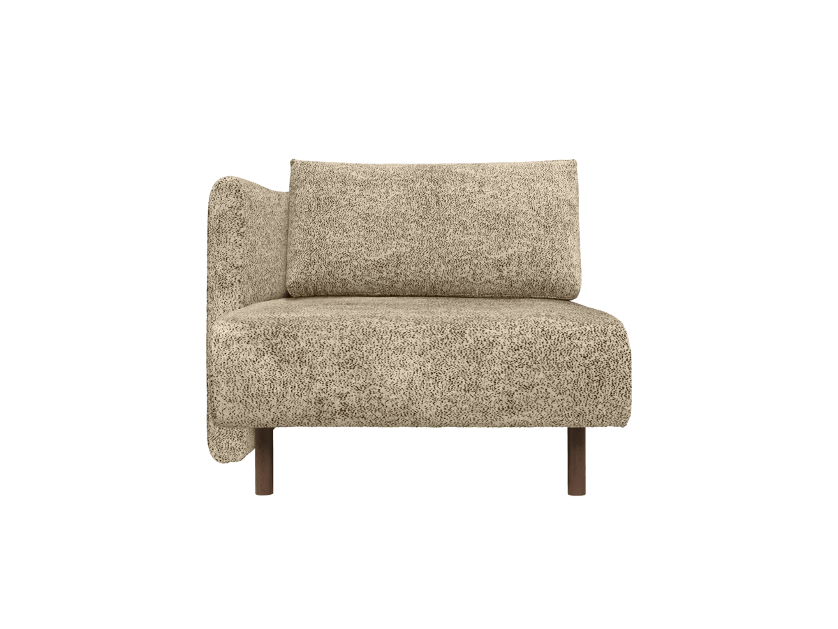 Méridienne avec accoudoir en velours poppy beige et noir L Dase - Ferm Living - The Cool Republic