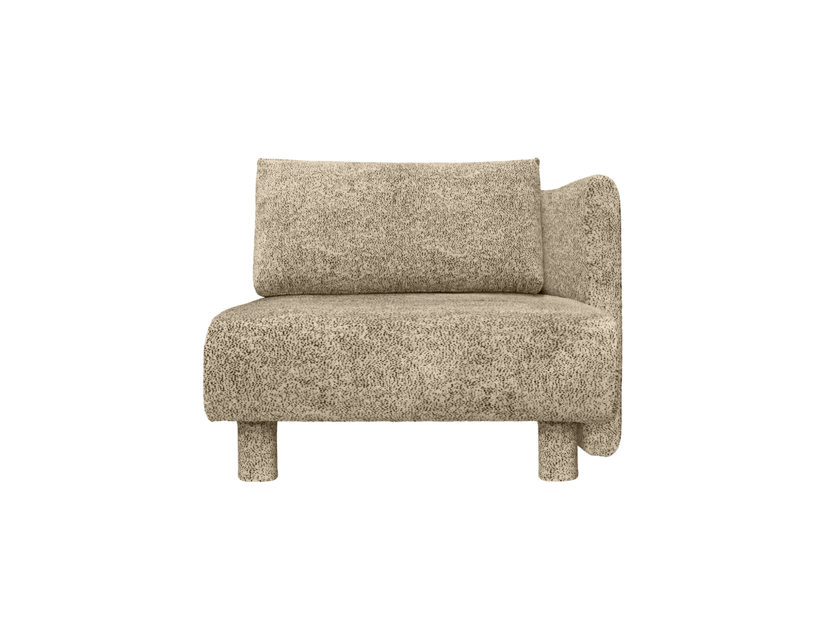 Méridienne avec accoudoir en velours poppy beige et noir R Dase - Ferm Living - The Cool Republic