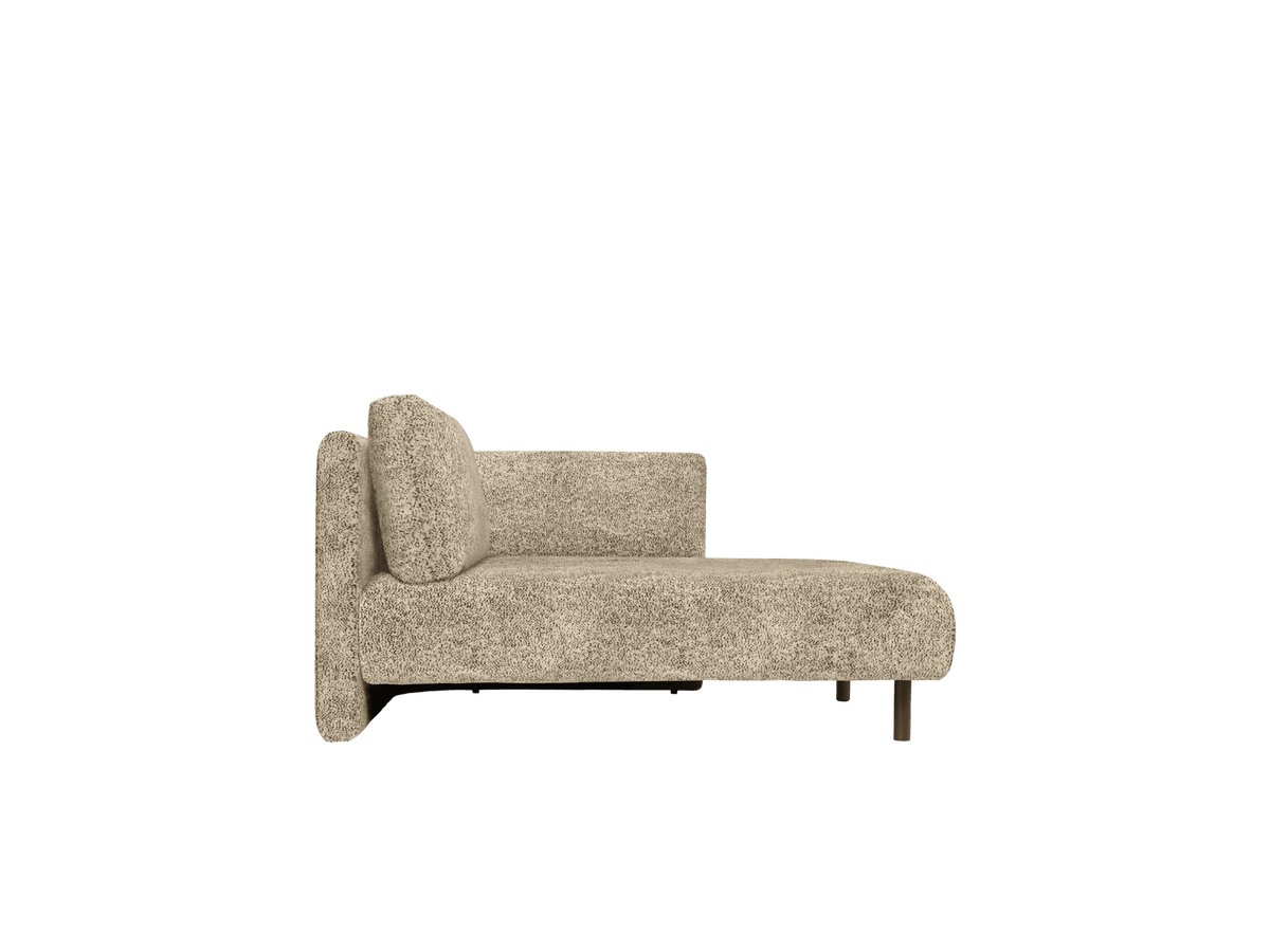 Méridienne avec accoudoir en velours poppy beige et noir R Dase - Ferm Living - The Cool Republic