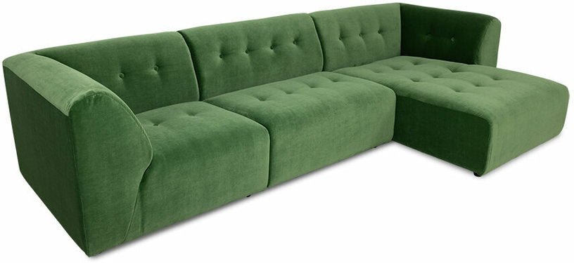 Méridienne droite en velours vert Vint - Hkliving - The Cool Republic