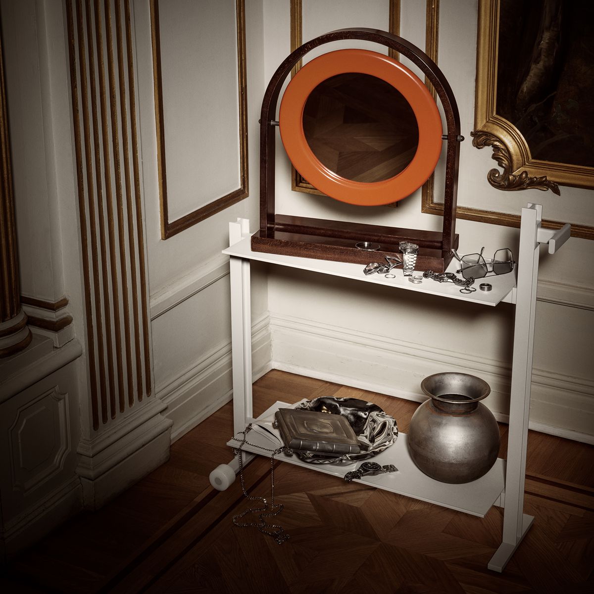 Meuble d'appoint en aluminium blanc 24x74,5x77,5cm Museum trolley - String Furniture - The Cool Republic