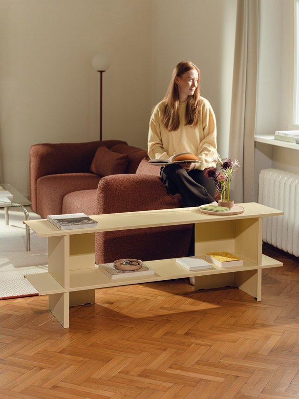 Meuble de rangement en acier jaune 160cm Hes - noo.ma - The Cool Republic
