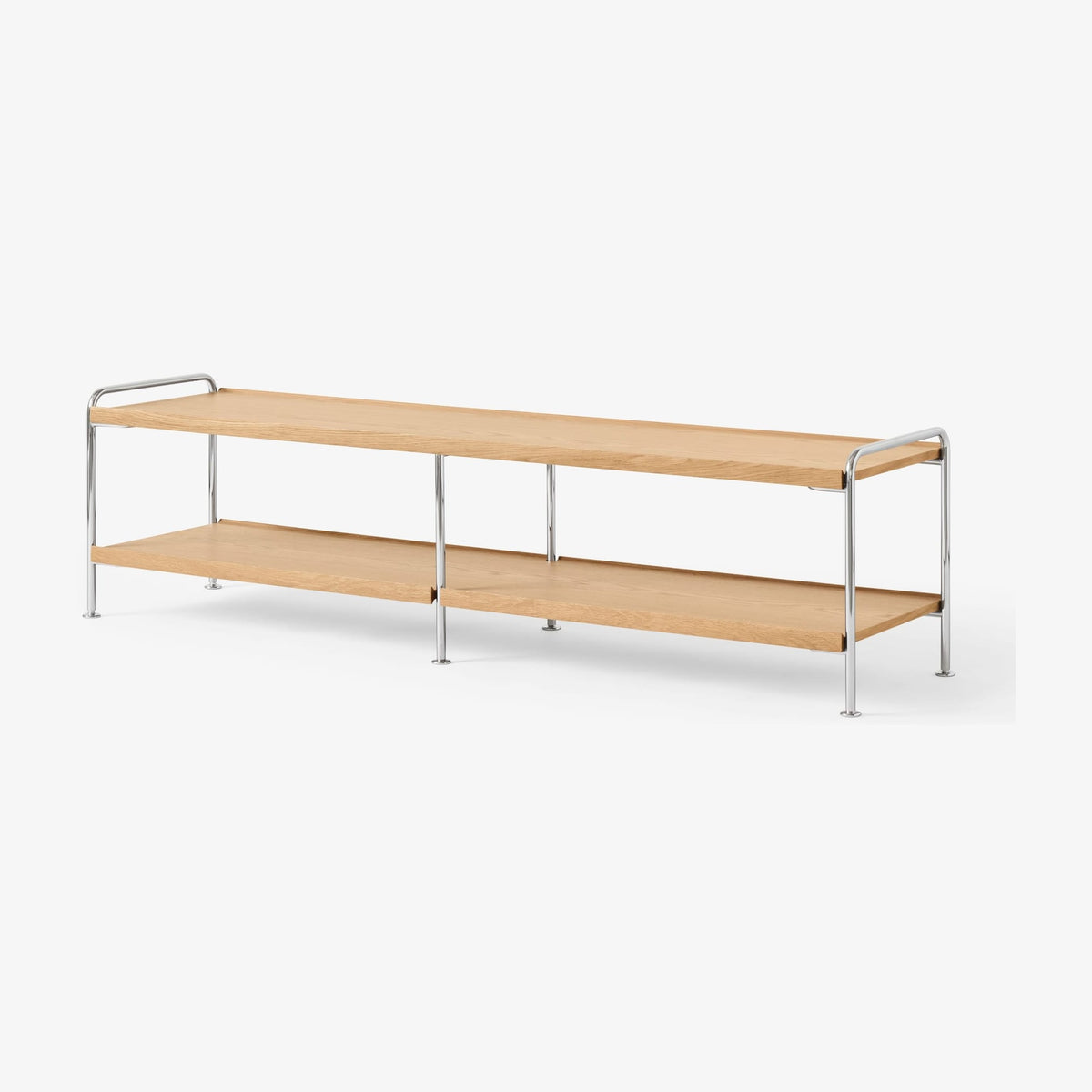 Meuble TV en acier chrome et chêne naturel 162x38x42cm Alima NDS4 - &tradition