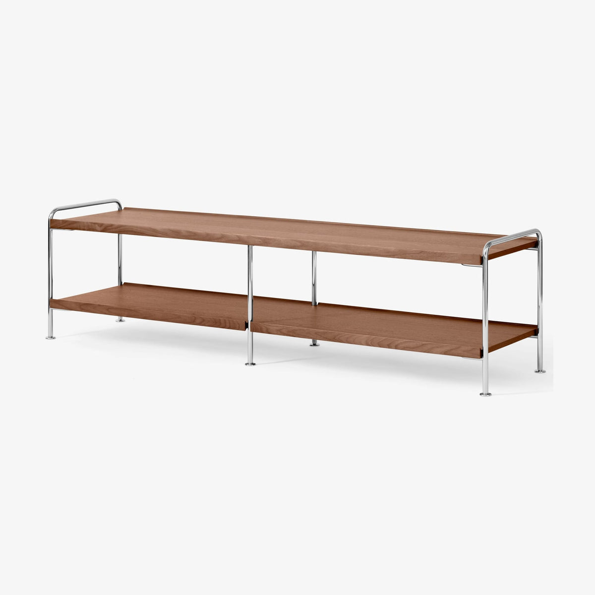 Meuble TV en acier chrome et noyer laqué 162x38x42cm Alima NDS4 - &tradition