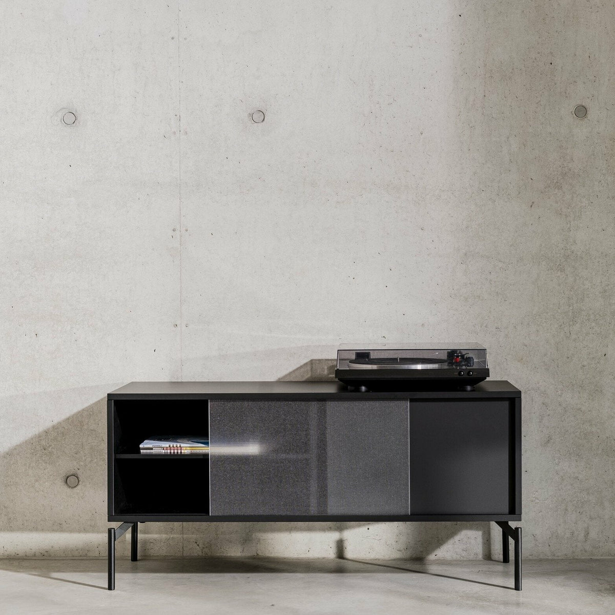 Volcano black steel TV stand Met Mini - noo. ma - The Cool Republic