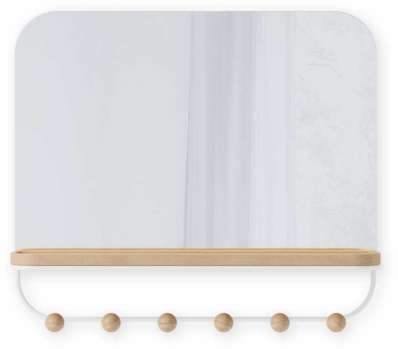 Miroir à crochets en hêtre commun blanc et marron Estique - Umbra - The Cool Republic