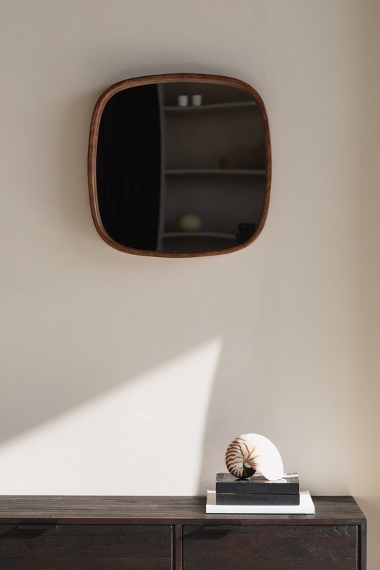 Sorella square rubberwood mirror, 50x50cm - The Cool Republic - The Cool Republic