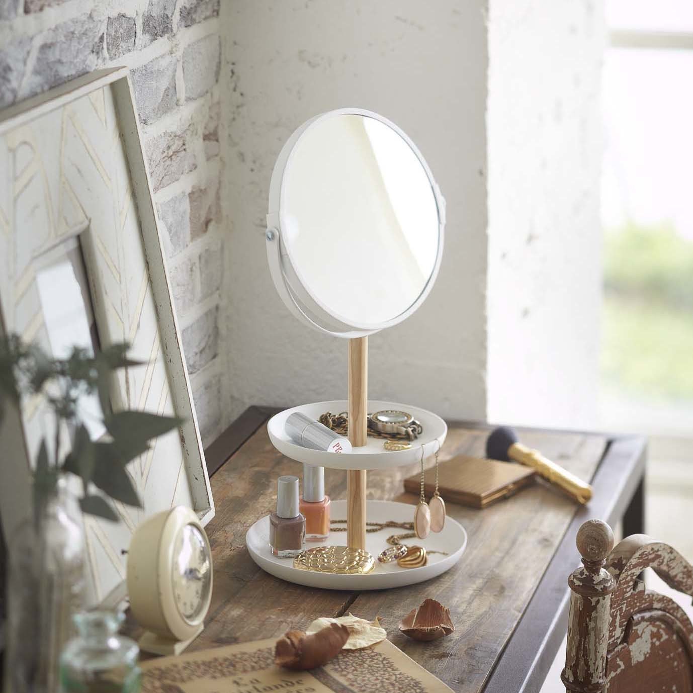 Miroir de table double face blanc Tosca - Yamazaki - The Cool Republic