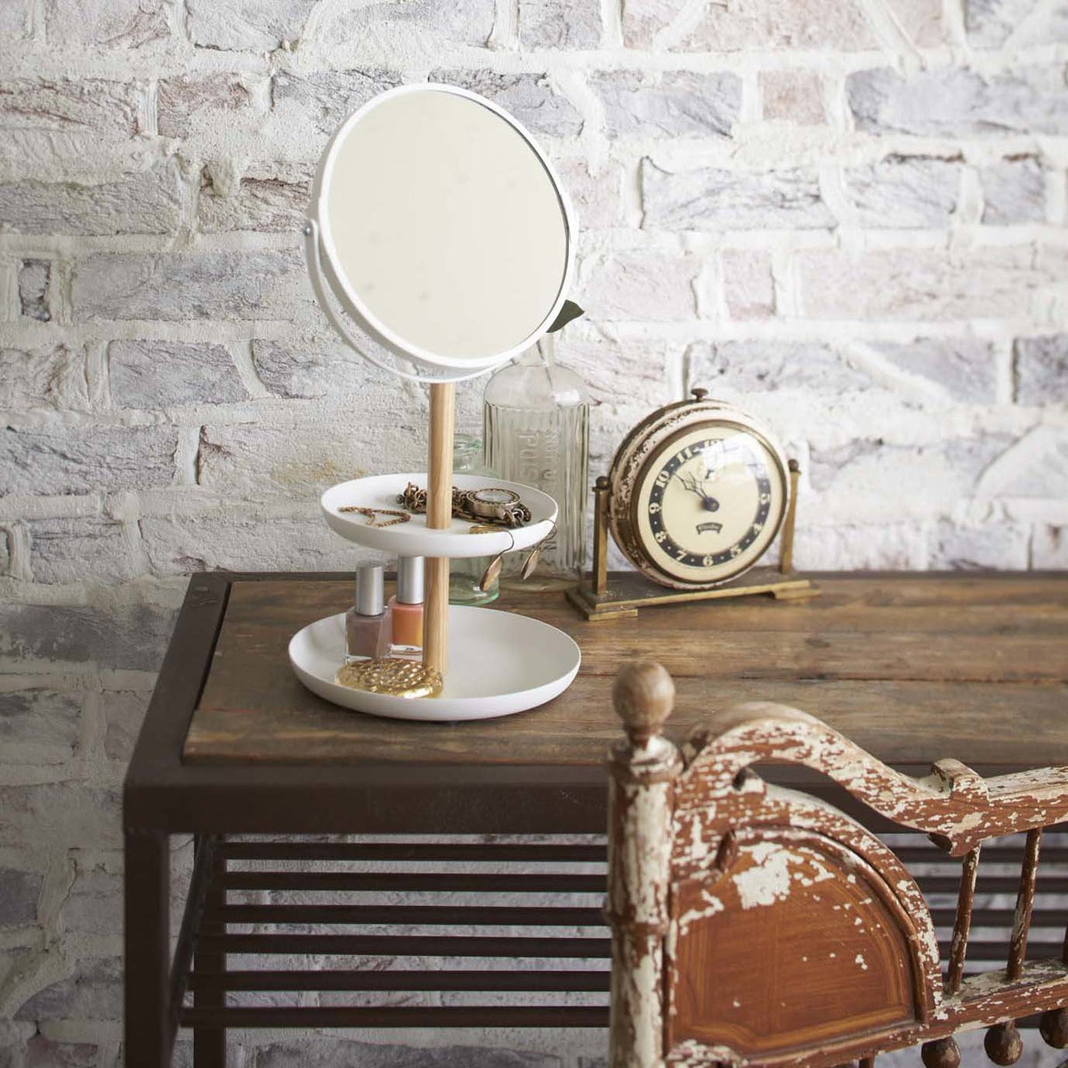 Miroir de table double face blanc Tosca - Yamazaki - The Cool Republic