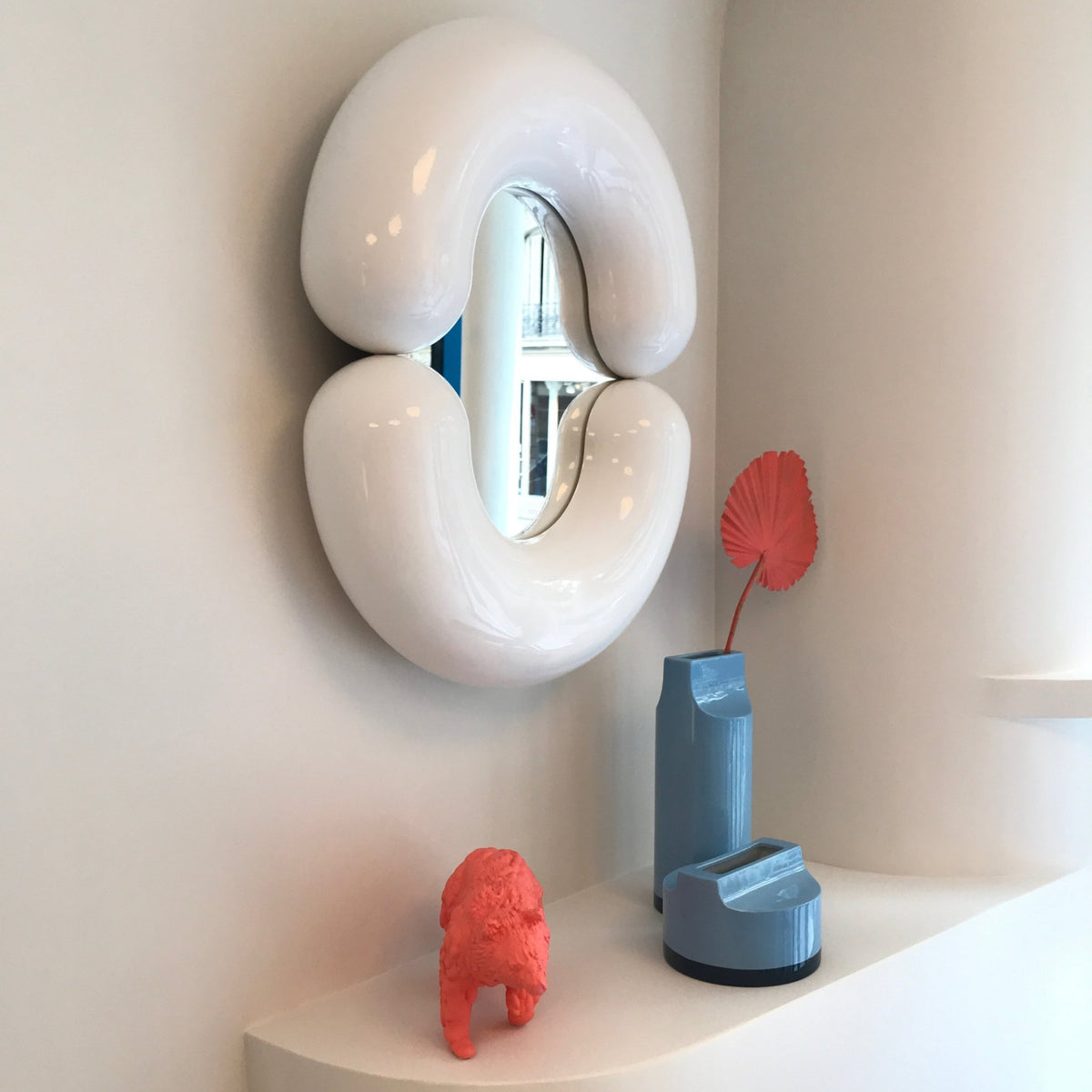 Miroir design en céramique émaillée blanc 70 cm Zodiac - Moustache - The Cool Republic