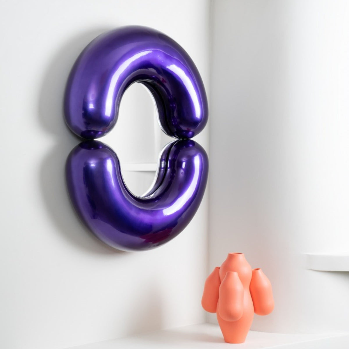 Miroir design en céramique violet brillant 70cm Zodiac - Moustache