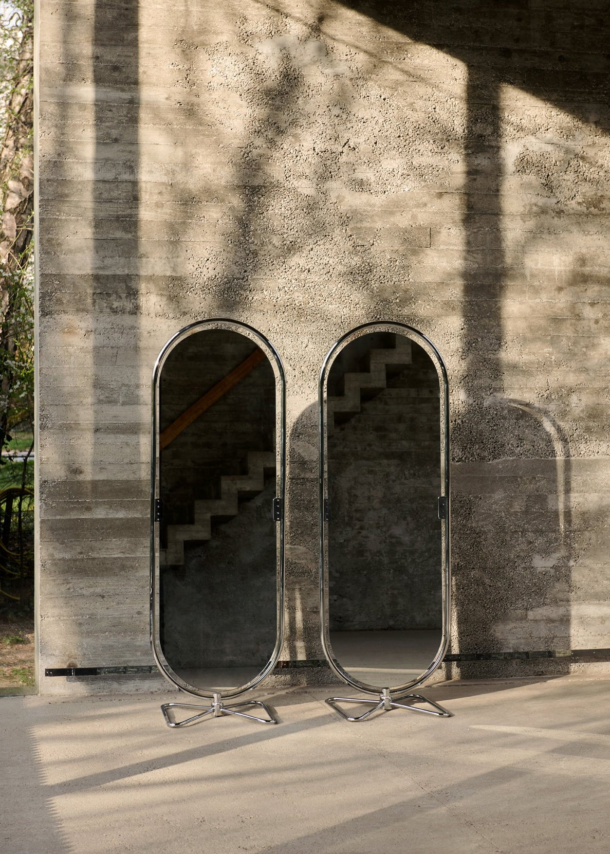 Miroir en acier chromé 59x169cm Systeme 123 - Verpan - The Cool Republic