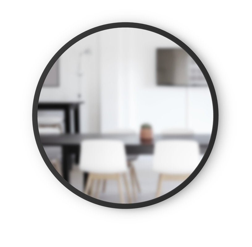 Miroir en bois MDF noir 24 cm Hub Circle - Umbra - The Cool Republic