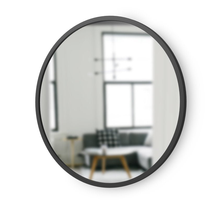 Miroir en bois MDF noir 24 cm Hub Circle - Umbra - The Cool Republic