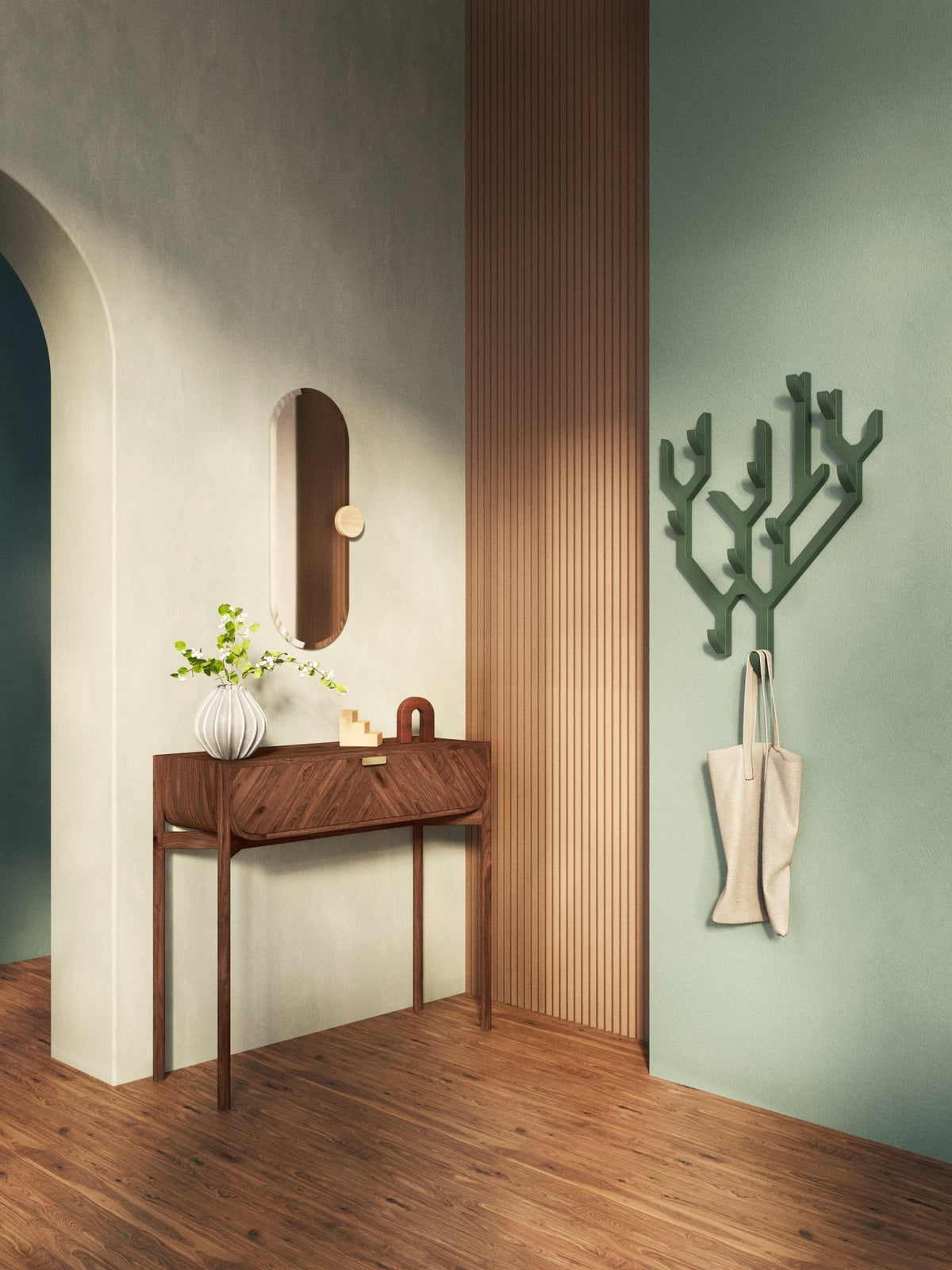 Smoked Glass and Natural Ash Mirror 80 x 35 x 3,5 cm Sonia - Hartô - The Cool Republic