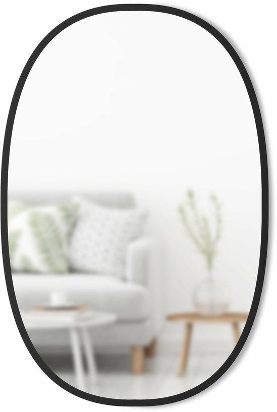 Miroir mural ovale en bois MDF noir 91 x 61 cm Hub - Umbra - The Cool Republic