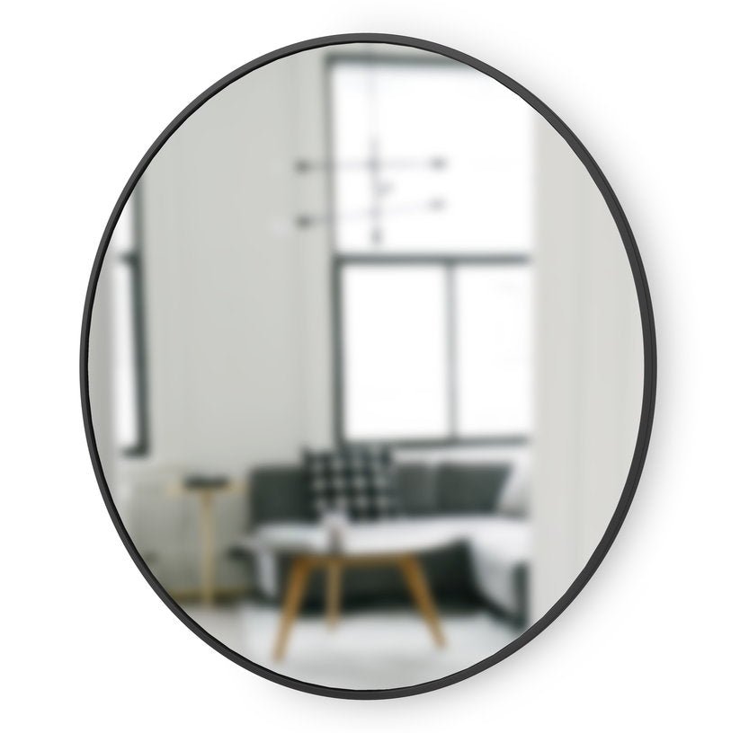 Miroir mural rond en bois MDF noir 91 cm Hub - Umbra - The Cool Republic