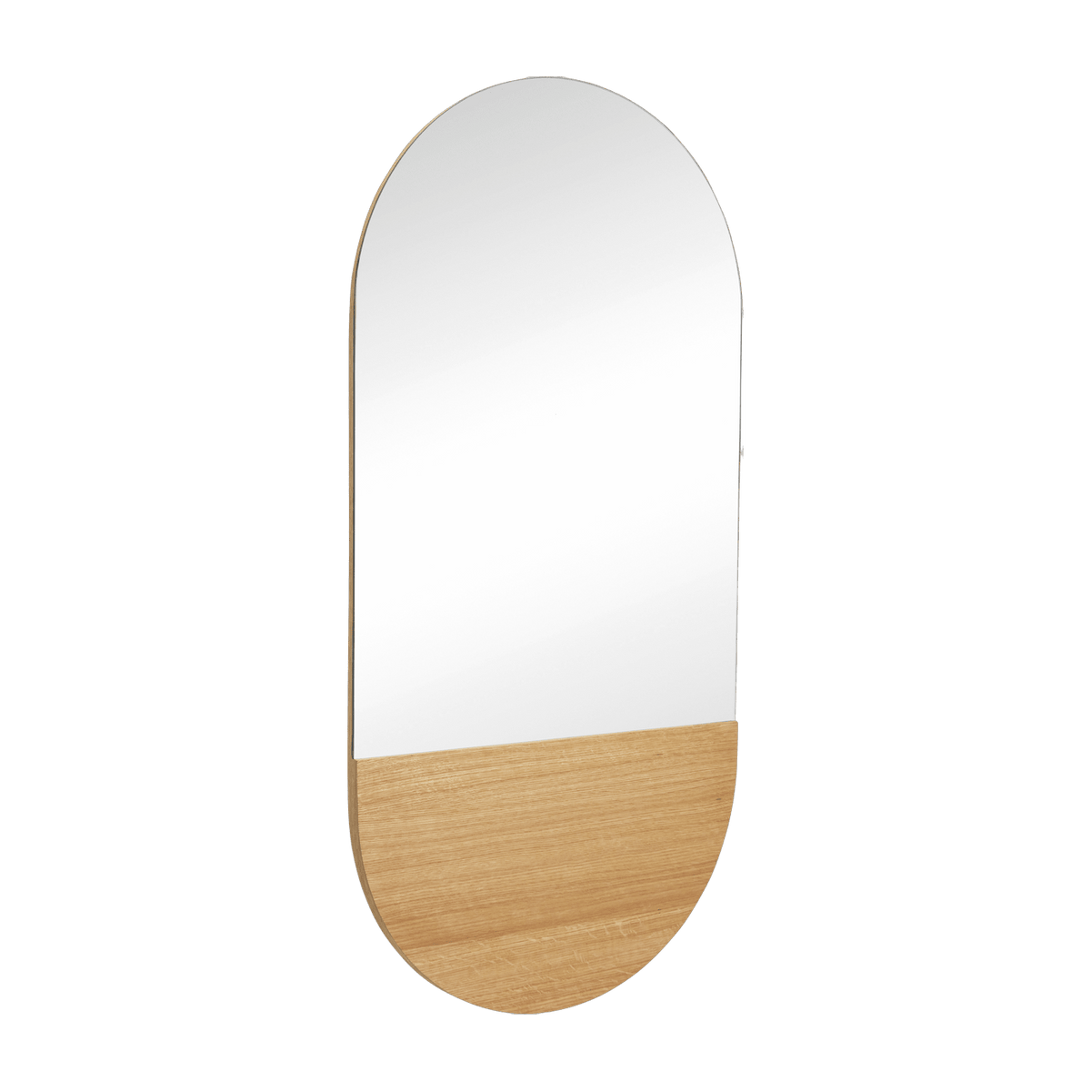 Miroir ovale avec détail chêne 50 x 100 cm Crescent - Hübsch - The Cool Republic