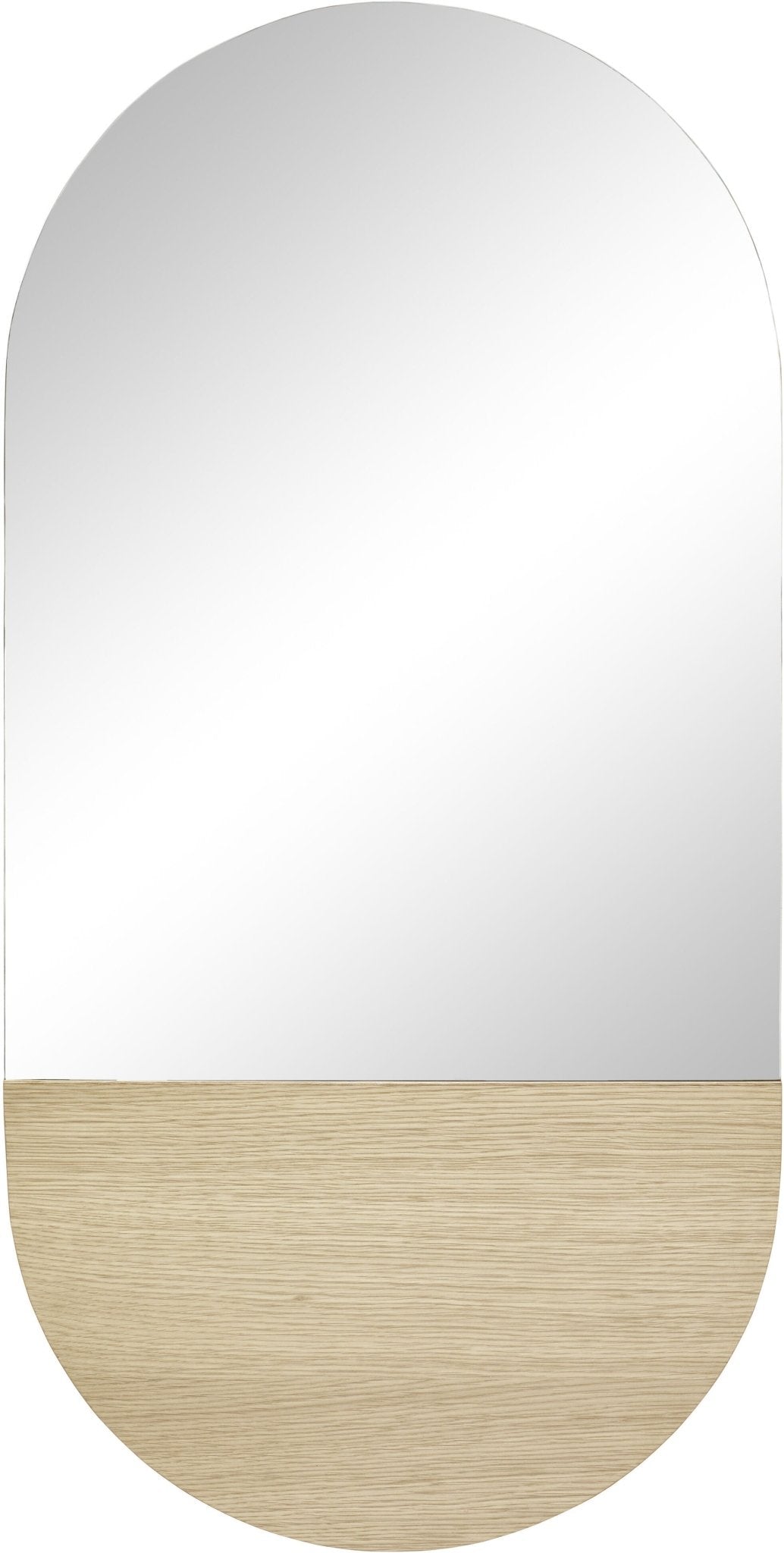 Miroir ovale avec détail chêne 50 x 100 cm Crescent - Hübsch - The Cool Republic