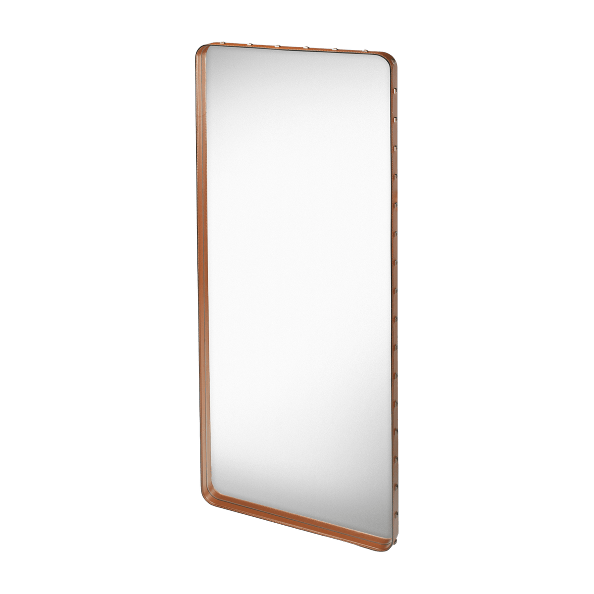 Miroir rectangulaire en cuir marron à suspendre 65x115 cm Adnet - Gubi - The Cool Republic