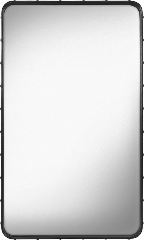 Miroir rectangulaire en cuir noir à suspendre 65x115 cm Adnet - Gubi - The Cool Republic