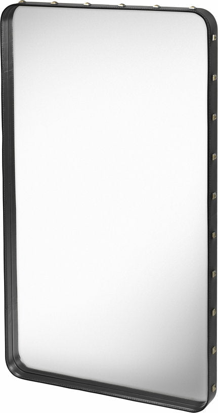 Miroir rectangulaire en cuir noir à suspendre 65x115 cm Adnet - Gubi - The Cool Republic