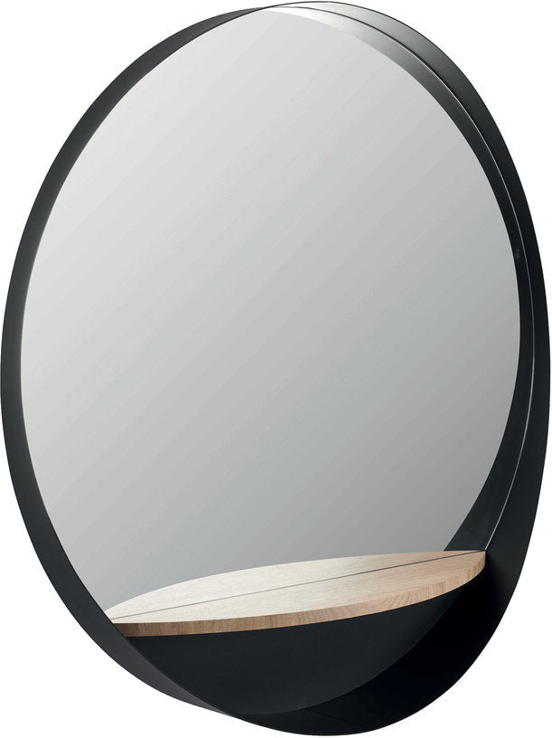 Miroir rond avec tablette en chêne Edmond - Resistub - The Cool Republic
