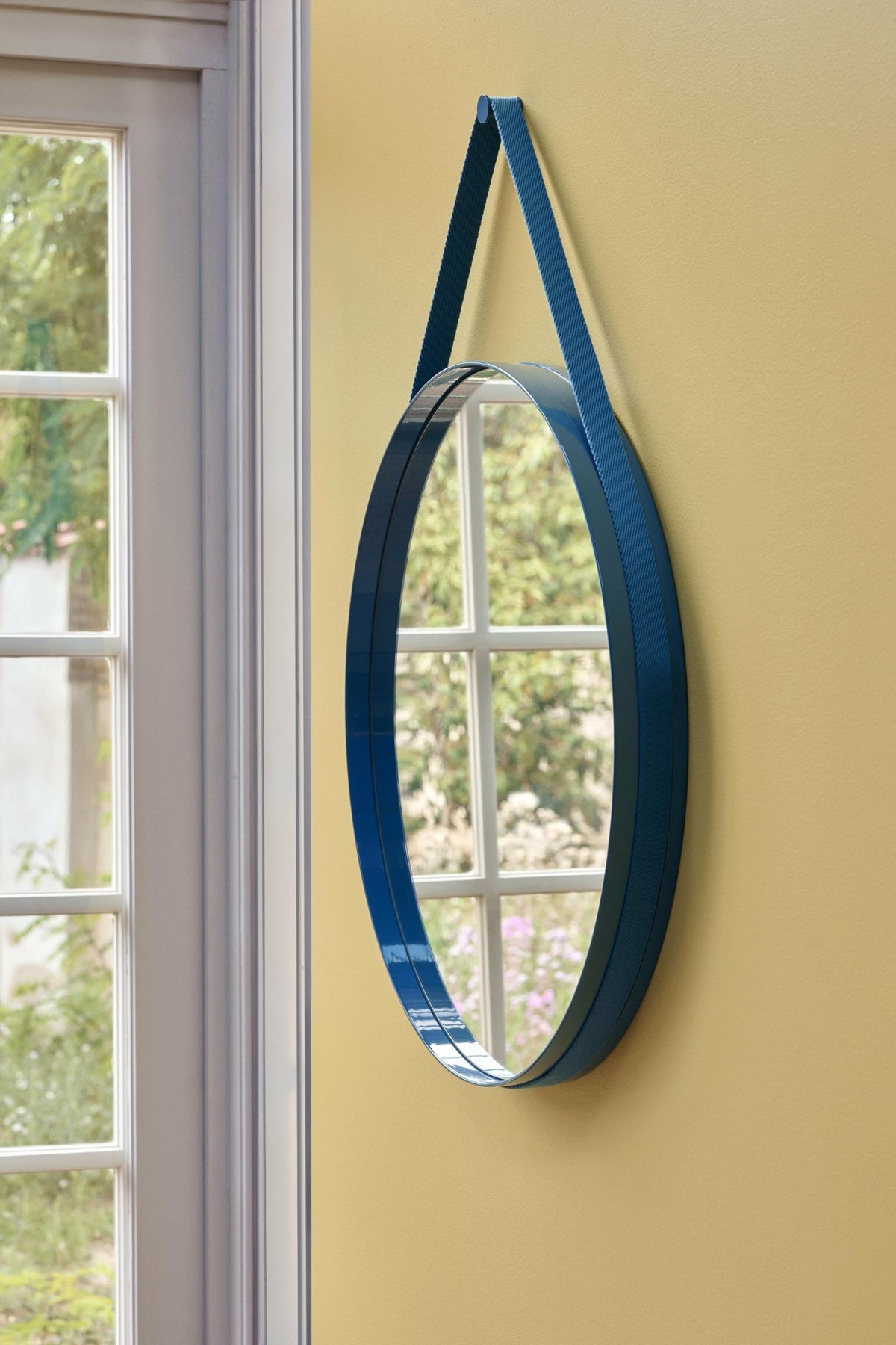 Light brown round steel mirror 70 cm Strap - Hay - The Cool Republic