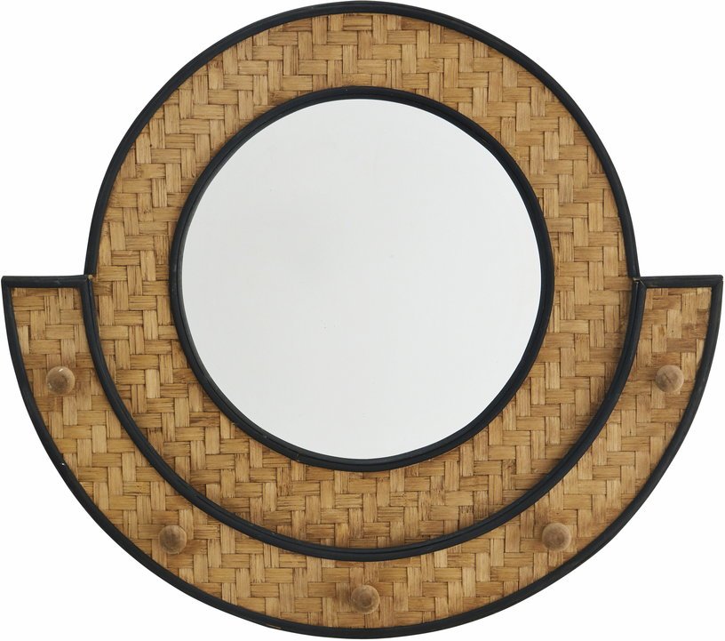 Miroir rond en bambou avec crochets - Madam Stoltz - The Cool Republic