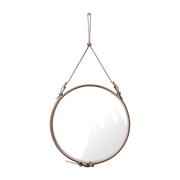 Miroir rond en cuir marron et laiton 58 cm Adnet - Gubi - The Cool Republic
