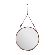 Miroir rond en cuir marron et laiton 70 cm Adnet - Gubi - The Cool Republic