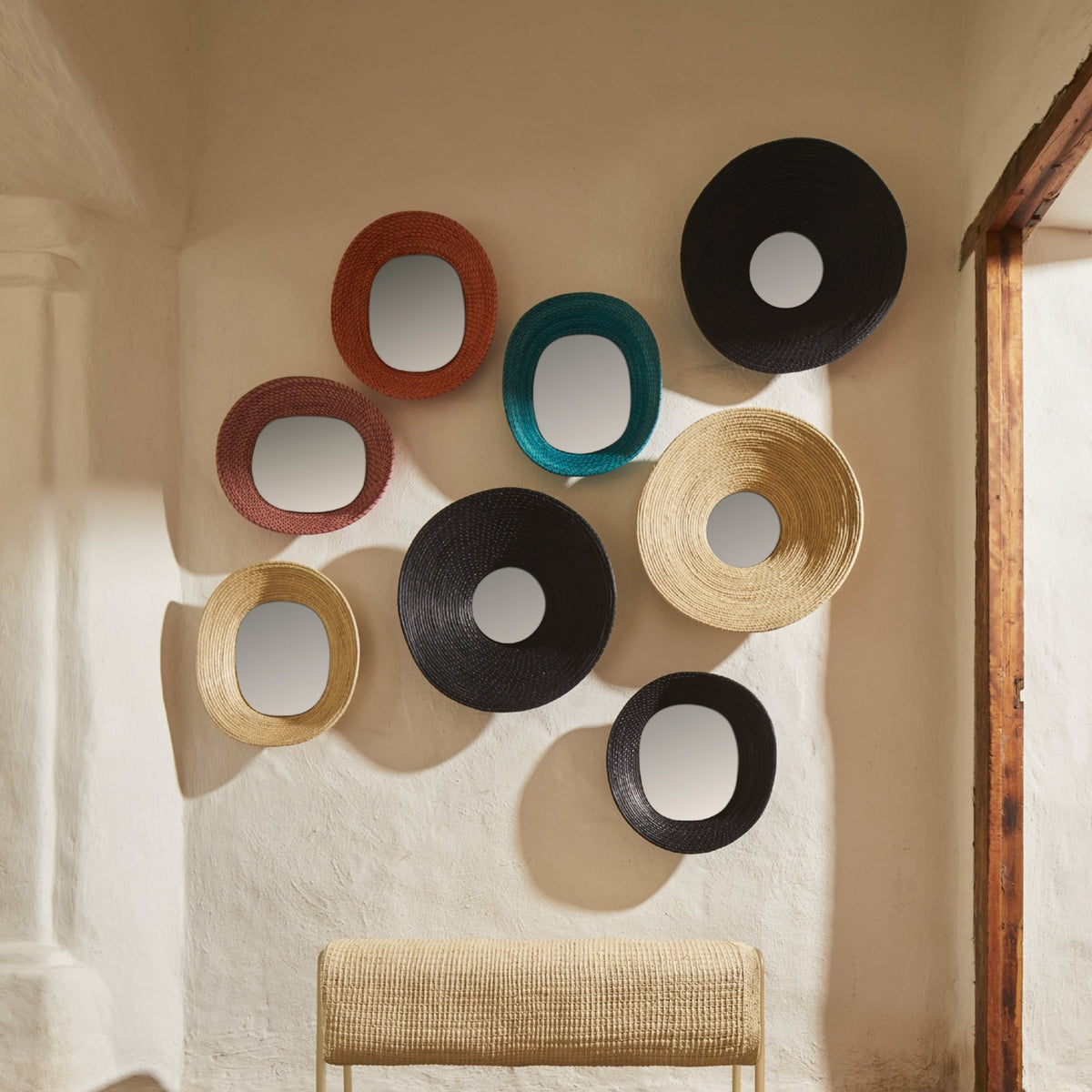 Miroir rond en palmier naturel Killa - Ames - The Cool Republic