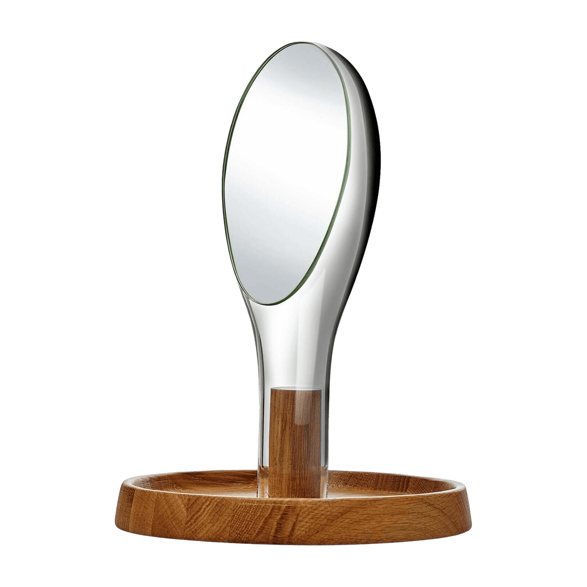 Miroir transparent avec support en chêne Moon - Nude Glass - The Cool Republic