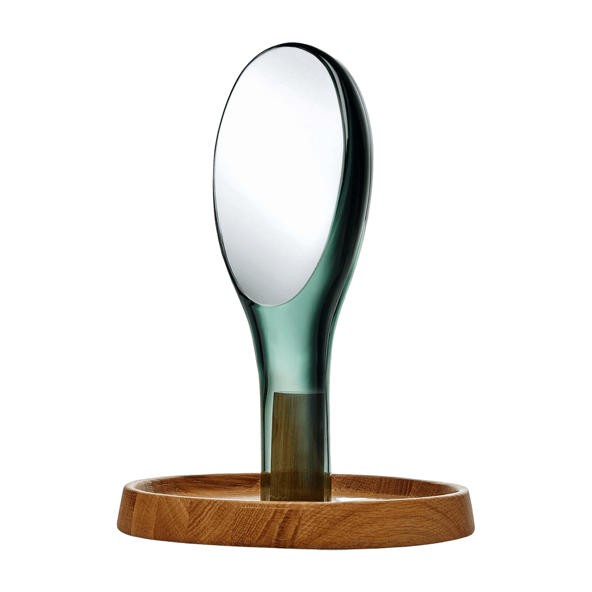 Miroir vert avec support en chêne Moon - Nude Glass - The Cool Republic