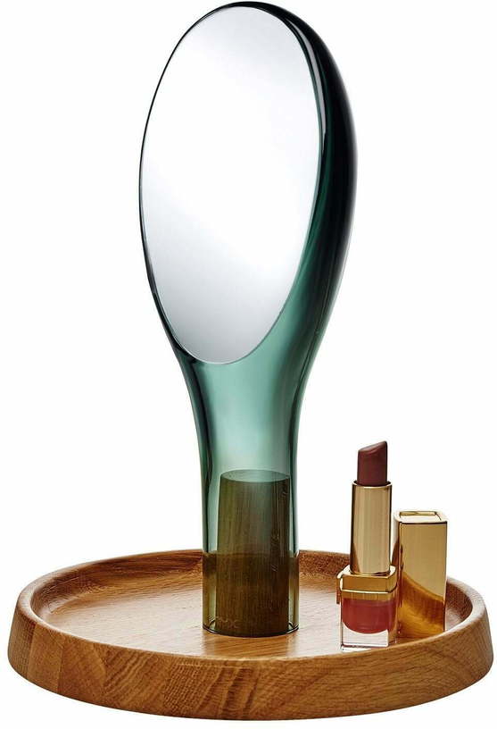 Miroir vert avec support en chêne Moon - Nude Glass - The Cool Republic