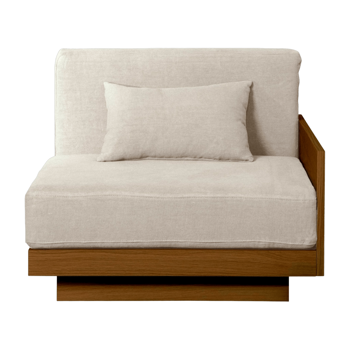 Armrest module in Iroko with cream fabric cover Georges - Gabrielle Paris - The Cool Republic