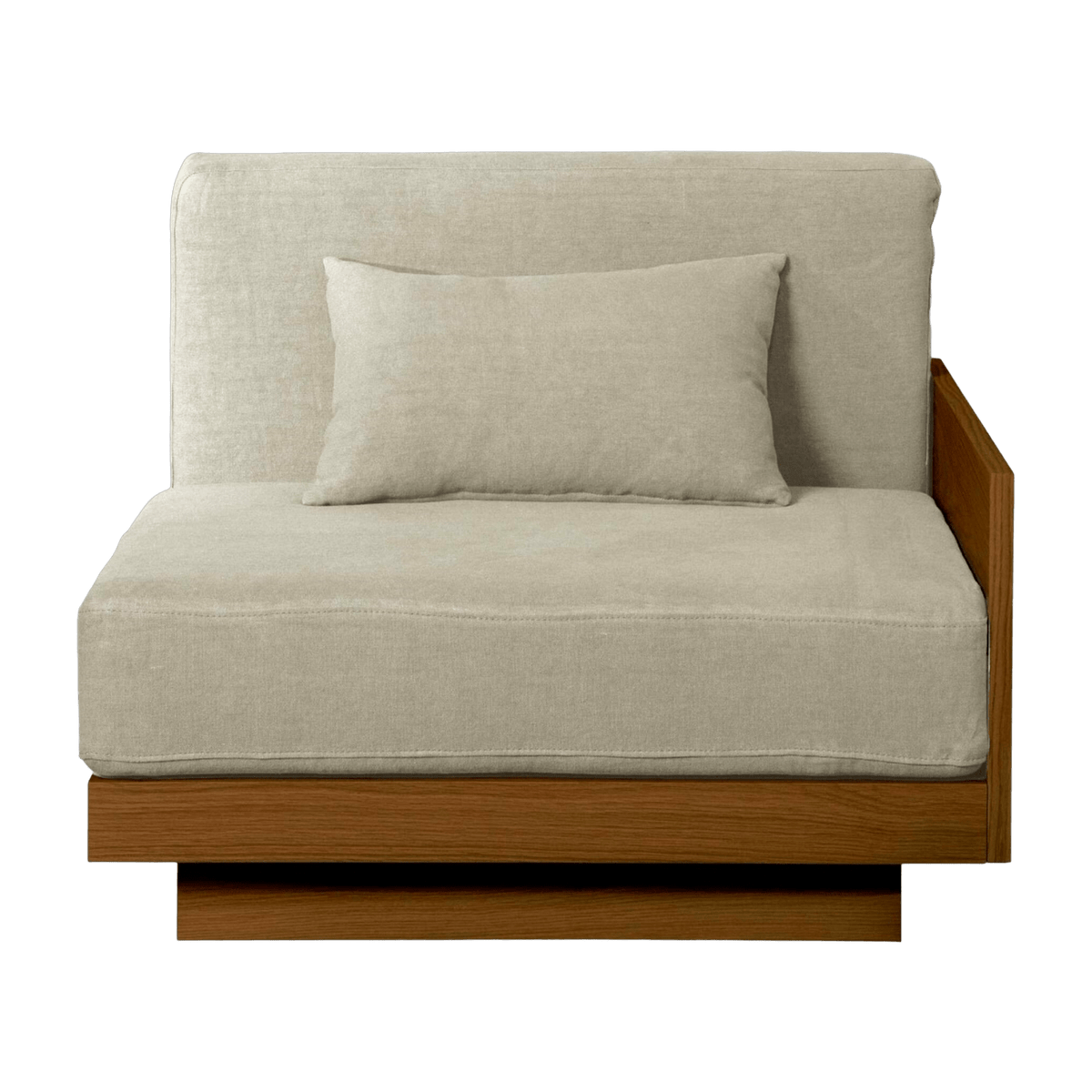 Module with outdoor armrest in Iroko and Natural fabric Georges - Gabrielle Paris - The Cool Republic