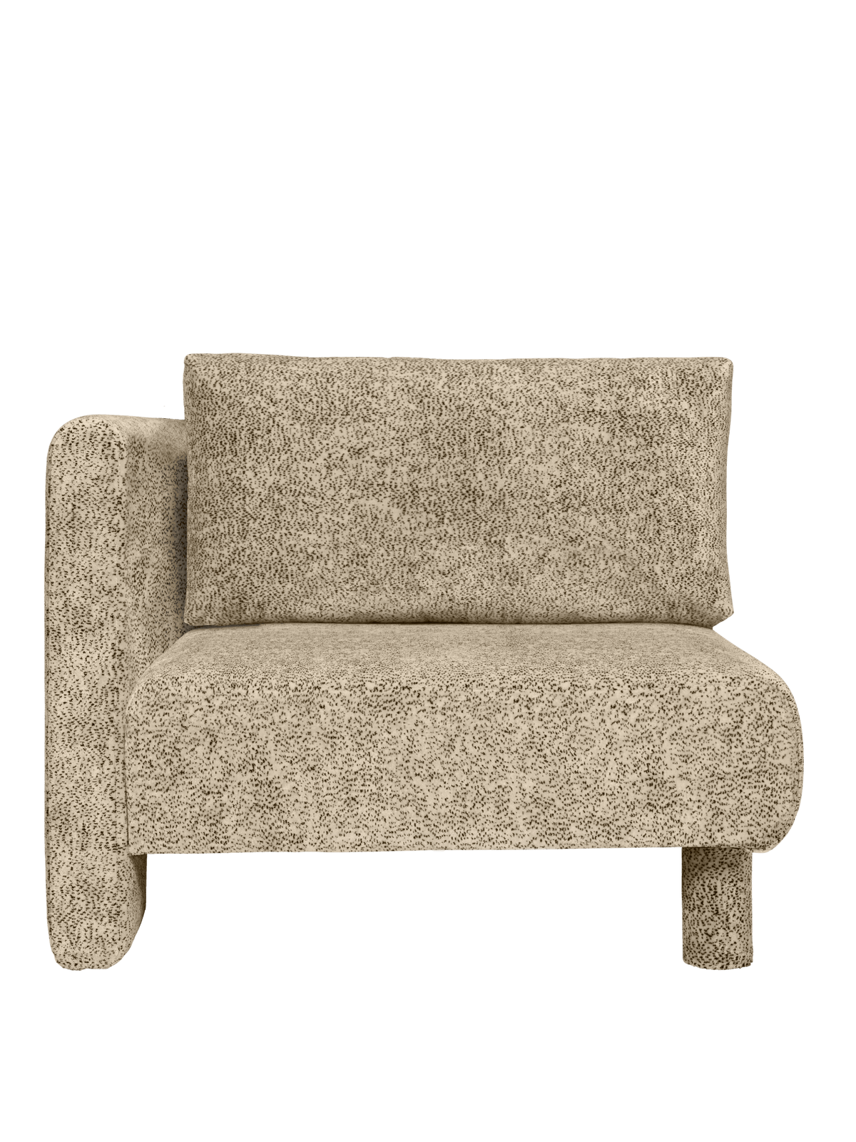 Module d'angle de canapé avec accoudoir en velours poppy beige et noir L Dase - Ferm Living - The Cool Republic