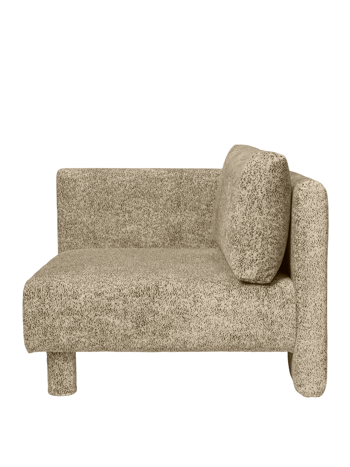 Module d'angle de canapé avec accoudoir en velours poppy beige et noir L Dase - Ferm Living - The Cool Republic