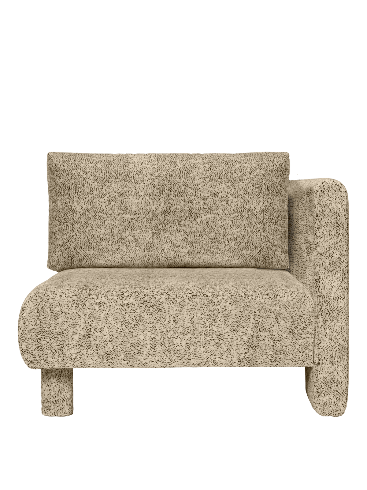 Module d'angle de canapé avec accoudoir en velours poppy beige et noir R Dase - Ferm Living - The Cool Republic
