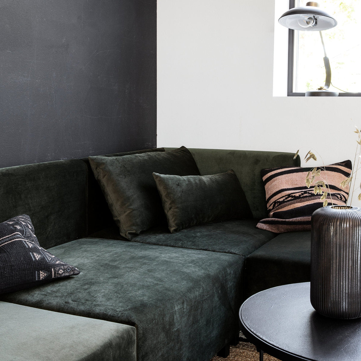 Module d'angle droit en velours Slow Green - House Doctor - The Cool Republic